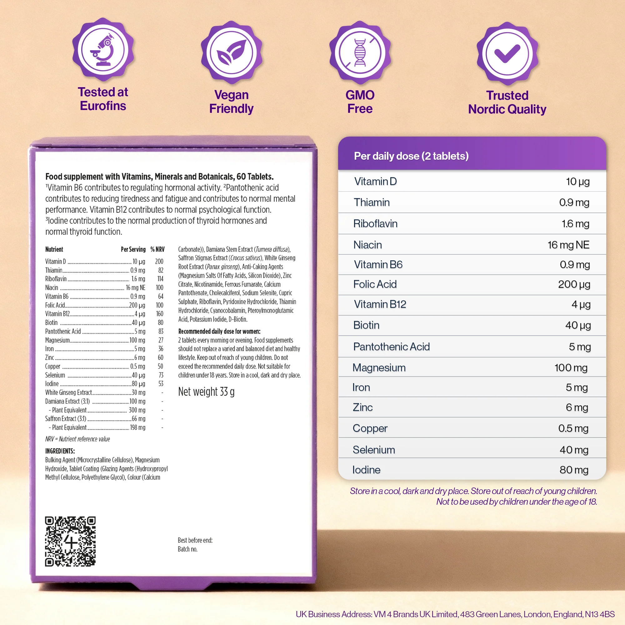 4 HER Hormonal Balance Multivitamin & Botanical Blend for Women 60 Tablets - Image 2