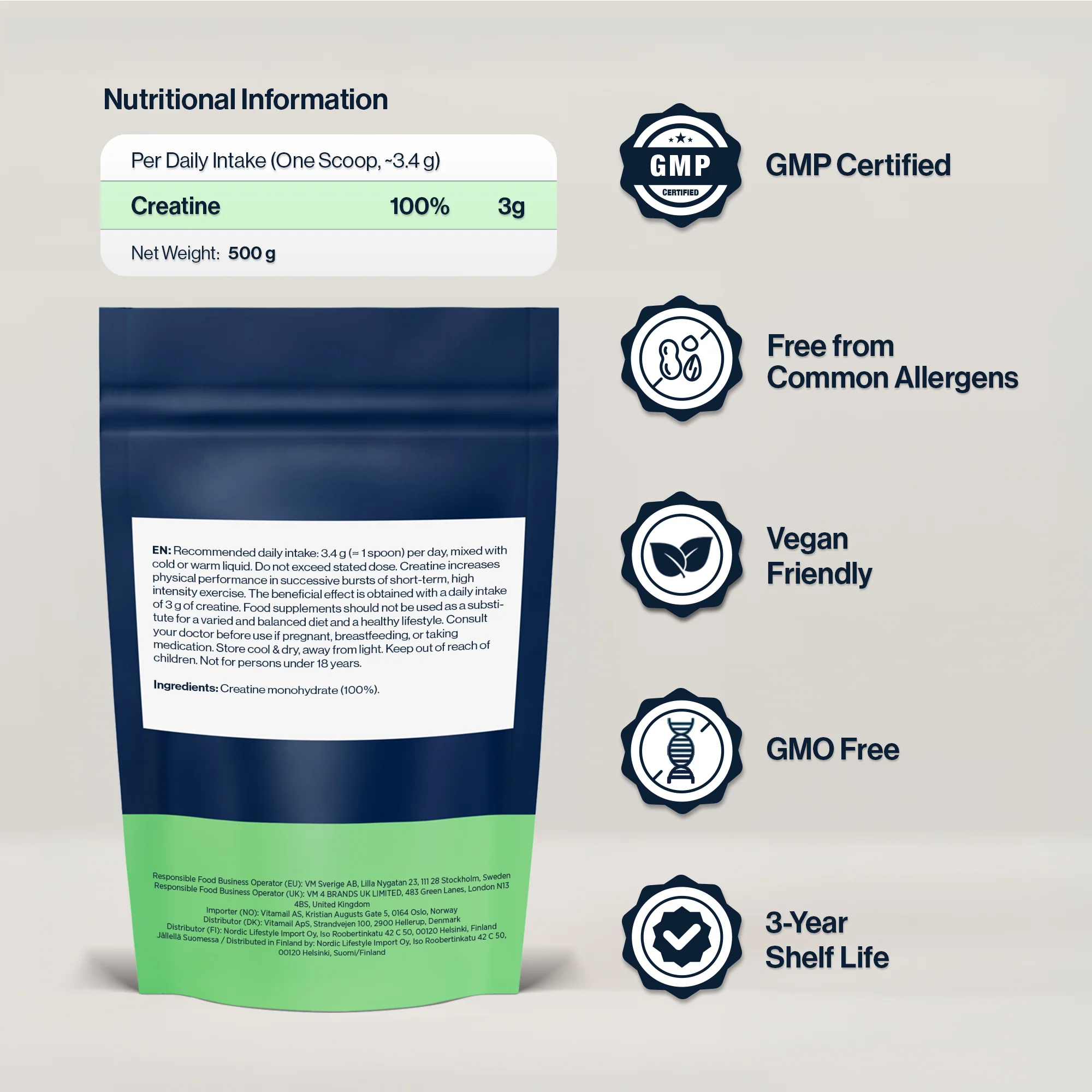4 HIM & HER Creatine Monohydrate Powder 100% Pure Micronised Creatine 500g - Image 2