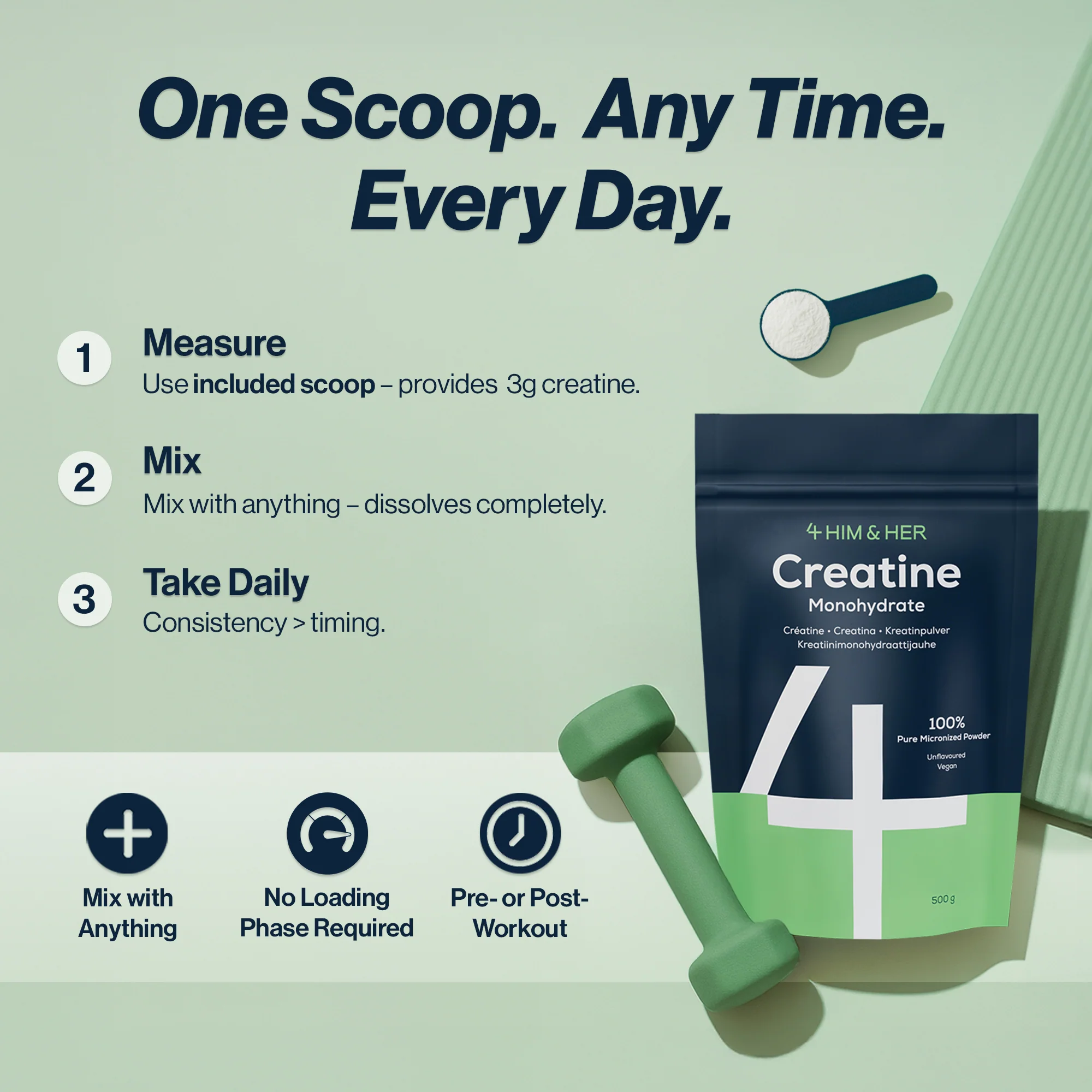 4 HIM & HER Creatine Monohydrate Powder 100% Pure Micronised Creatine 500g - Image 6