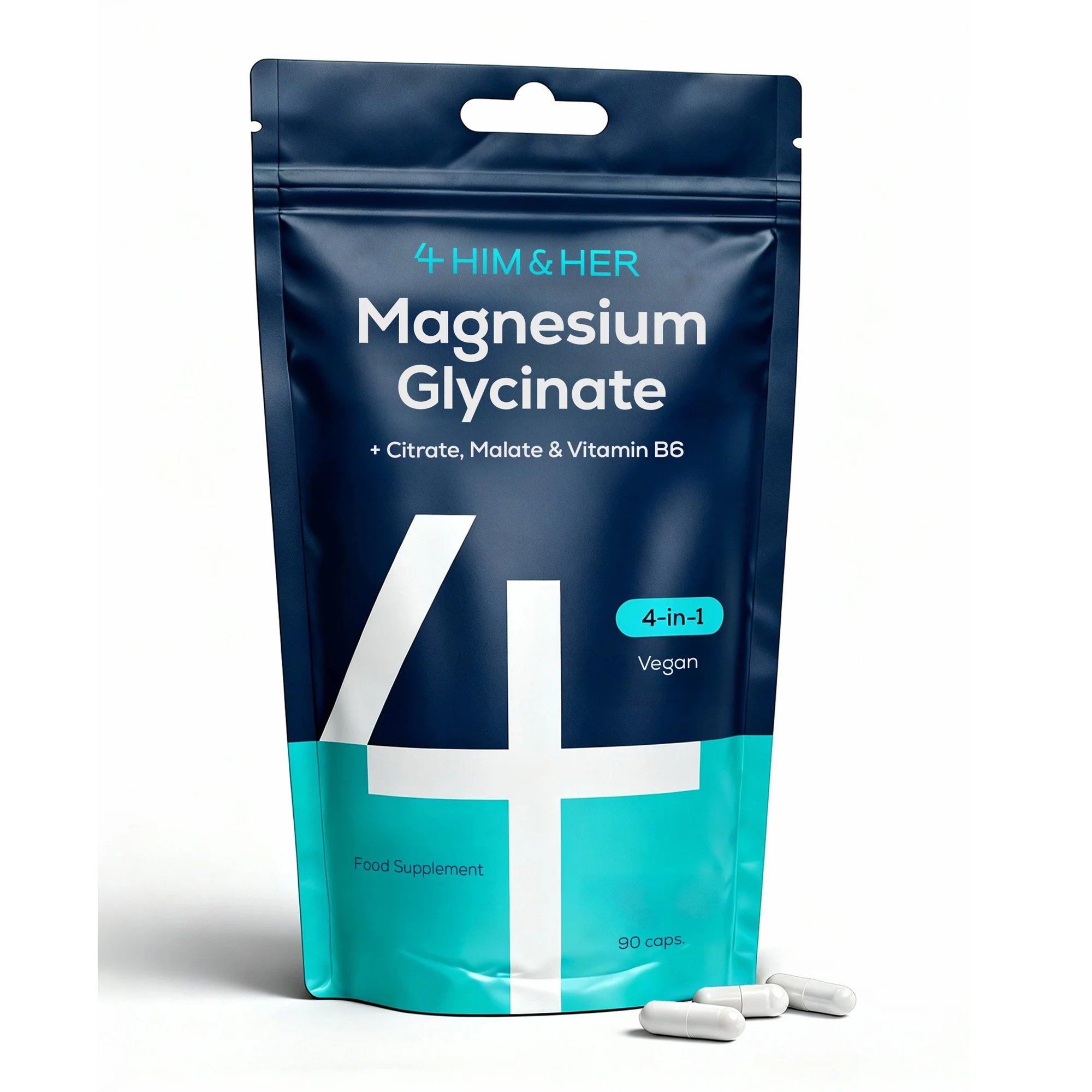 4 HIM & HER Magnesium Glycinate 3in1 Complex with Citrate & Malate 90 Capsules