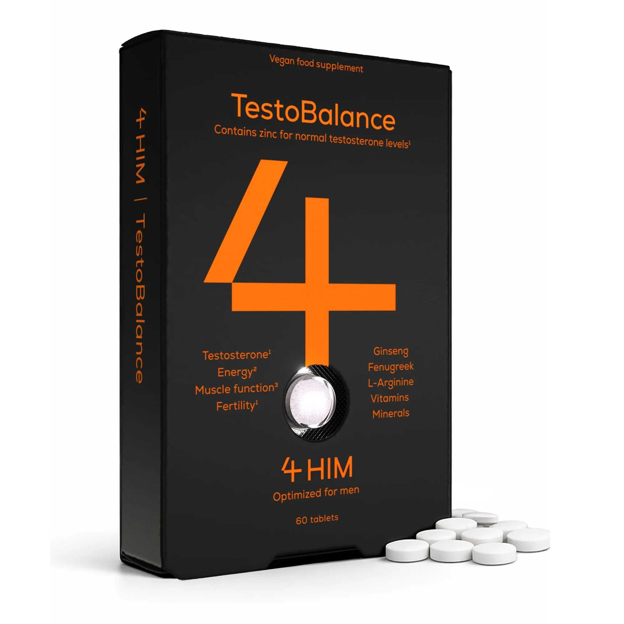 4 HIM TestoBalance With Zinc for Normal Testosterone Levels Men's Multivitamin 60 Tablets