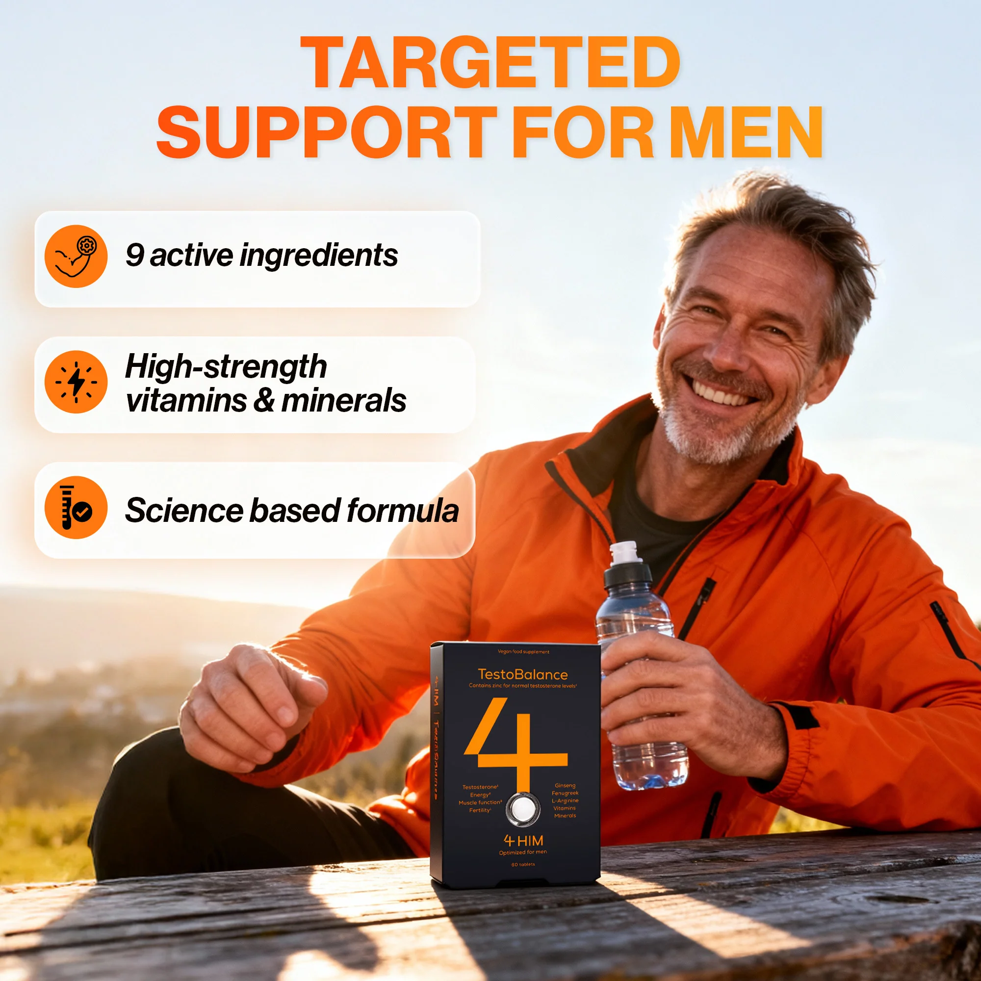 4 HIM TestoBalance With Zinc for Normal Testosterone Levels Men's Multivitamin 60 Tablets - Image 6