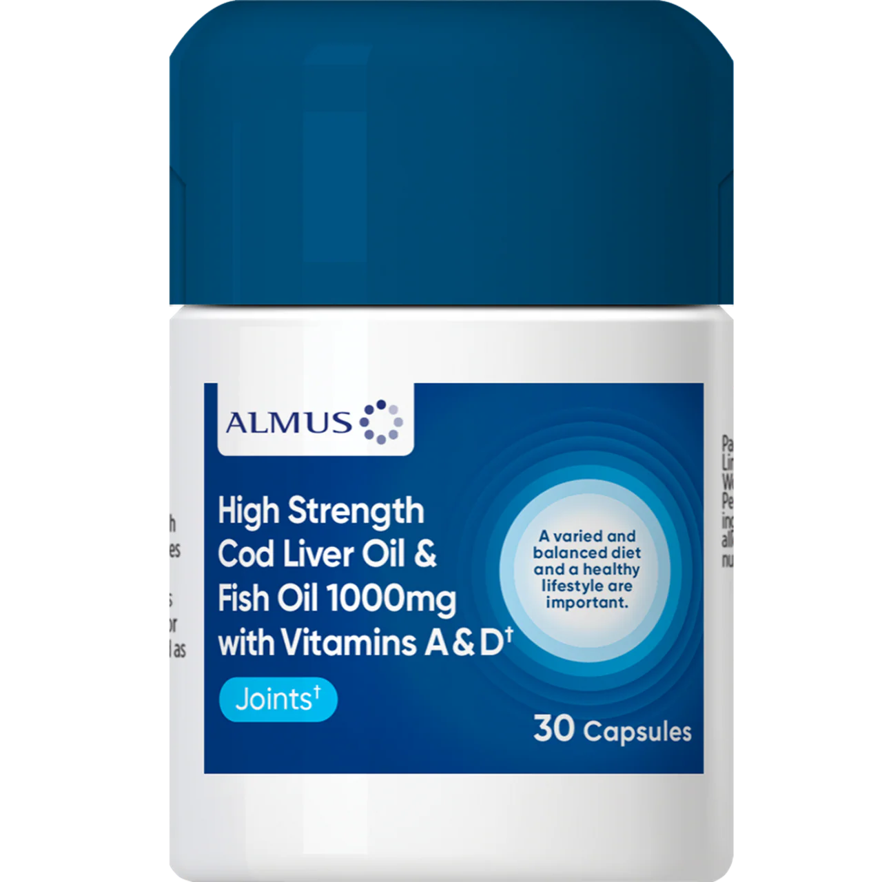 Almus Cod Liver Oil, Fish Oil 1000mg & Vitamins A & D 30 Capsules
