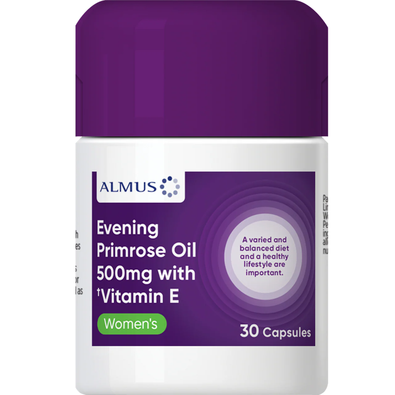 Almus Evening Primrose Oil 500mg & Vitamin E 30 Capsules