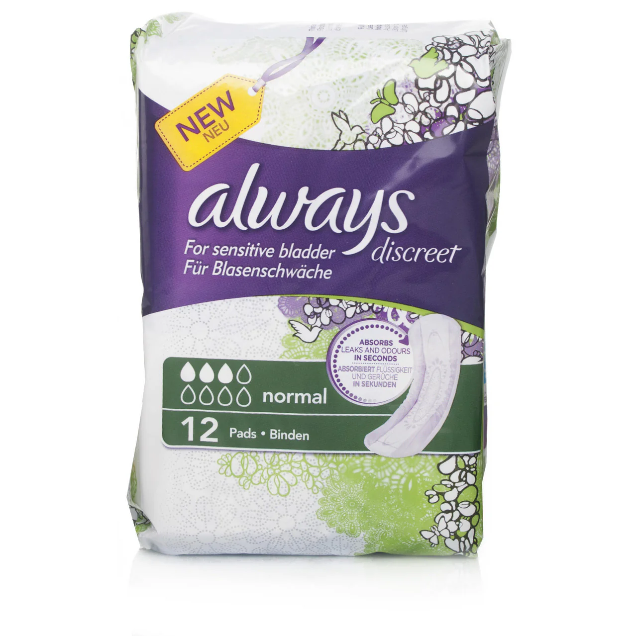 Always Discreet Incontinence Pads Women Normal 12 Pads