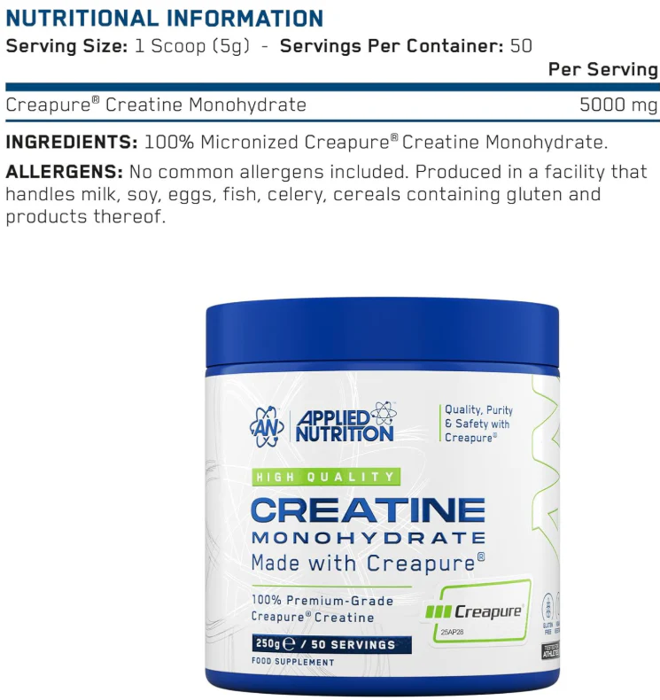 Applied Nutrition Creapure Creatine Monohydrate 250g - Image 6