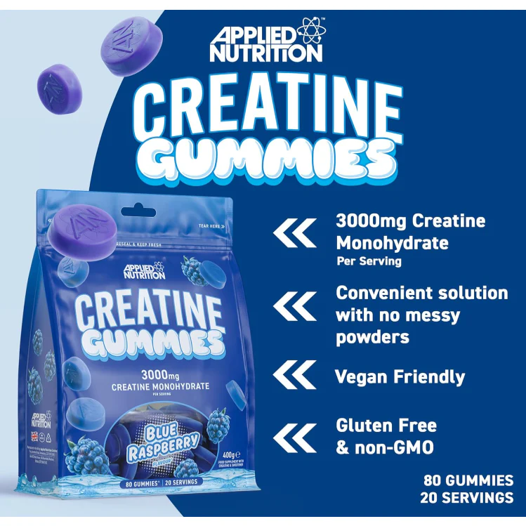 Applied Nutrition Creatine Monohydrate Blue Raspberry Flavour 80 Gummies - Image 2