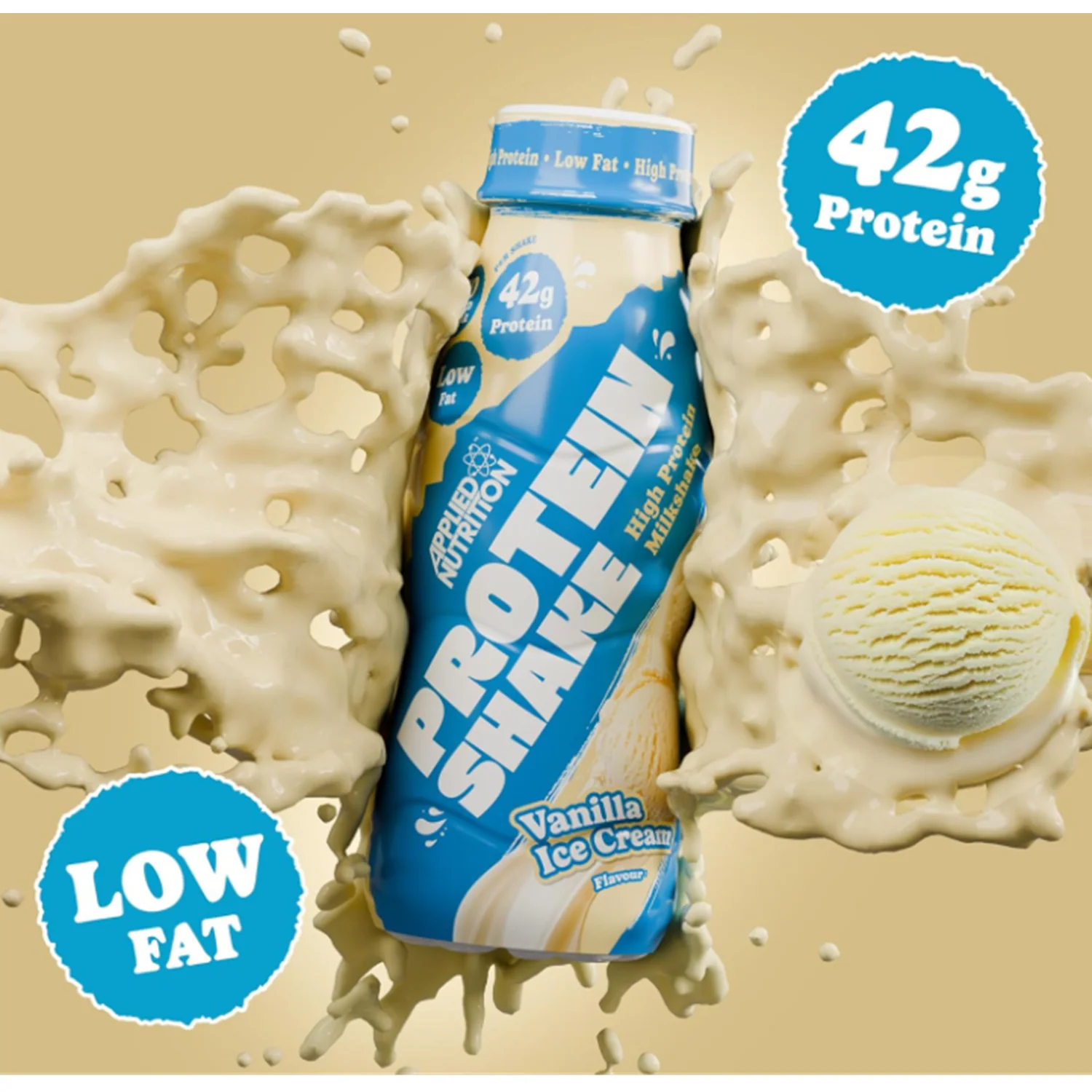 Applied Nutrition High Protein Shake Ready To Drink Vanilla Ice Cream 500m x 8 - Image 3