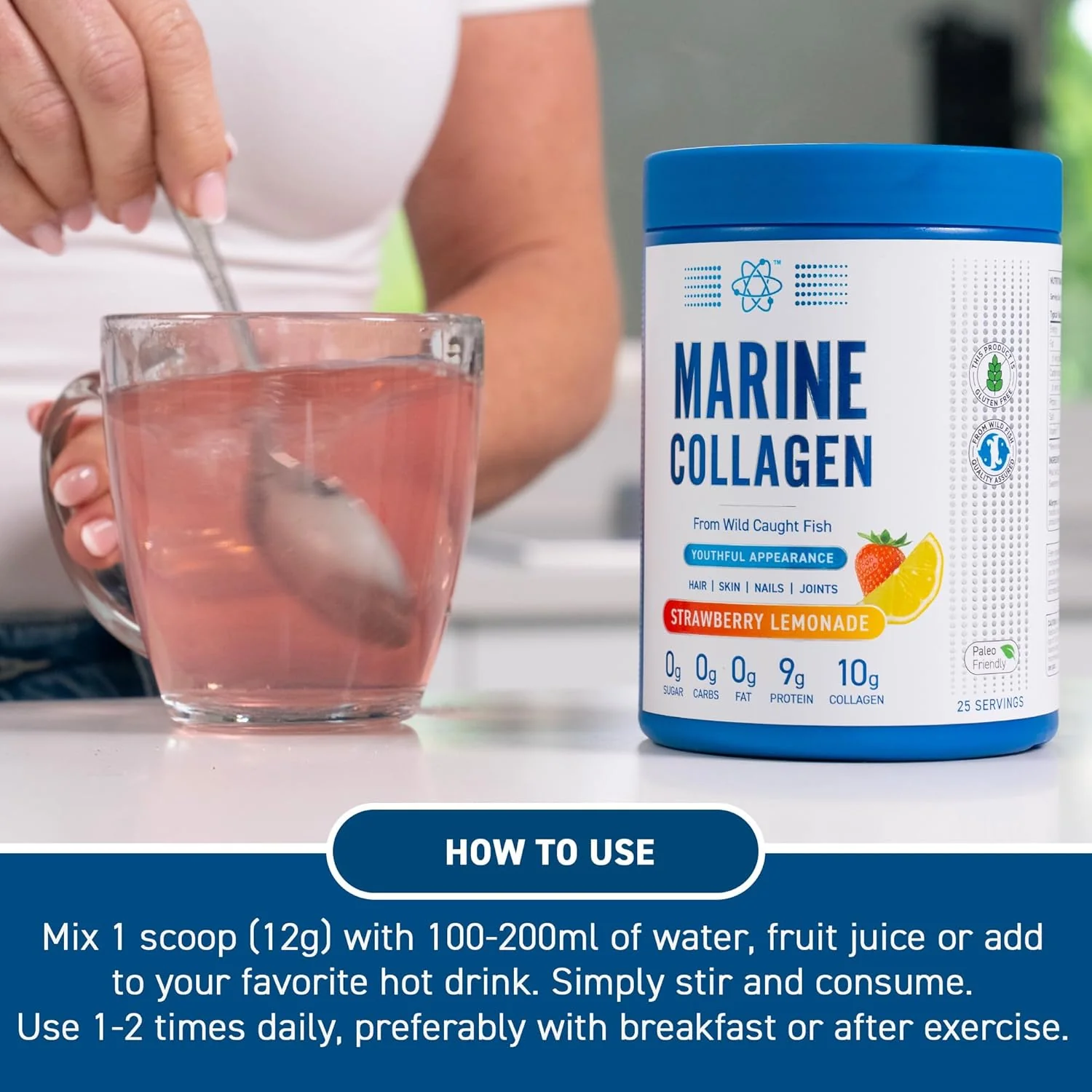 Applied Nutrition Marine Collagen Powder Strawberry Lemonade Flavour 300g - Image 7