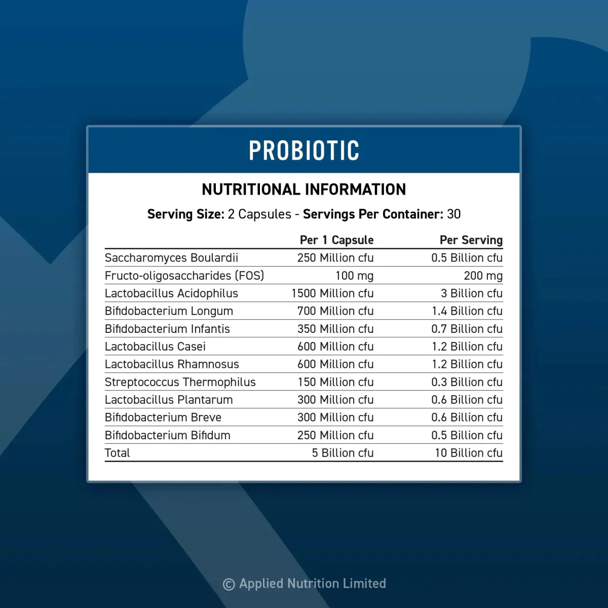 Applied Nutrition Probiotic Advanced Multi Strain Formula 60 Capsules - Image 3
