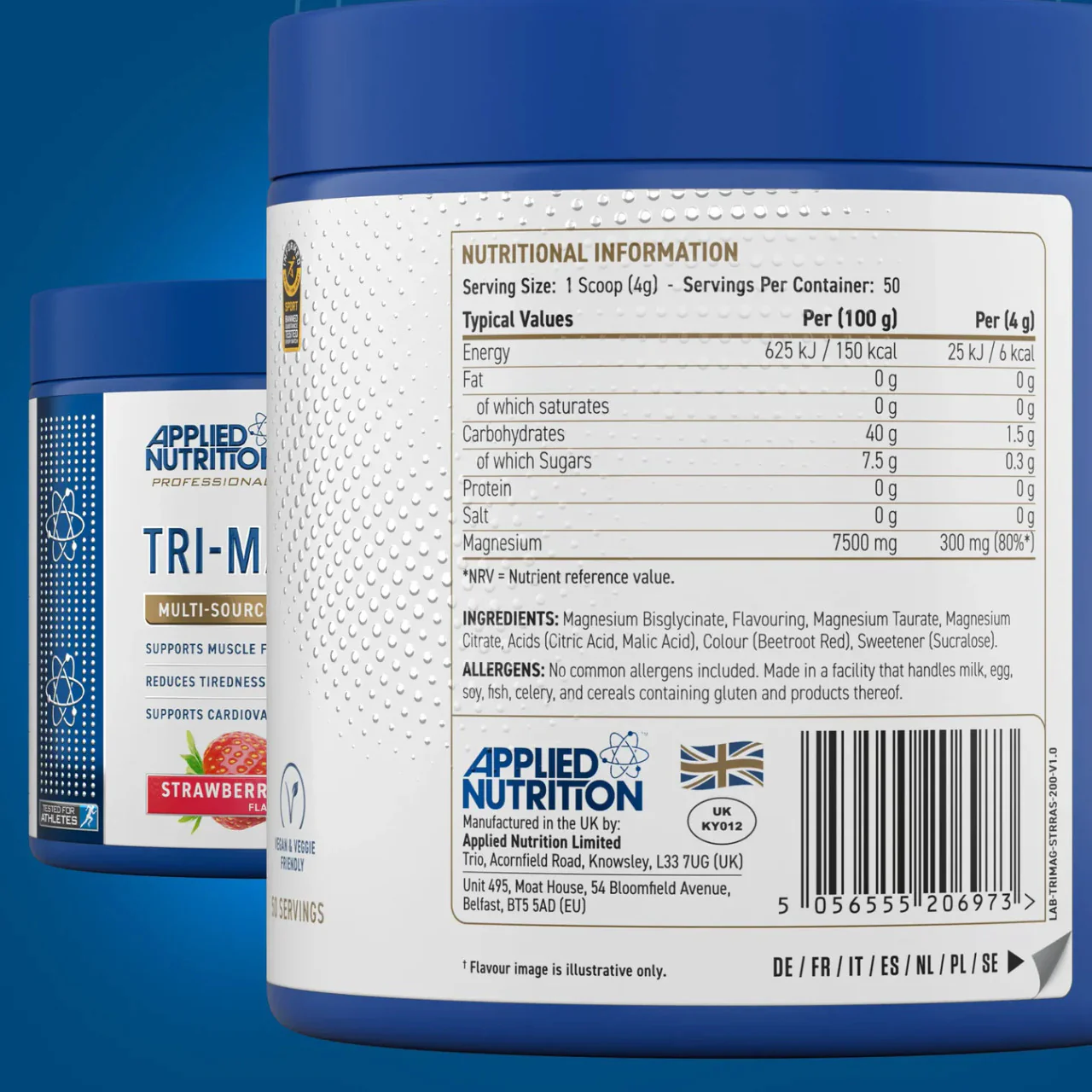 Applied Nutrition Tri Magnesium Powder Strawberry Raspberry Flavour 200g - Image 4