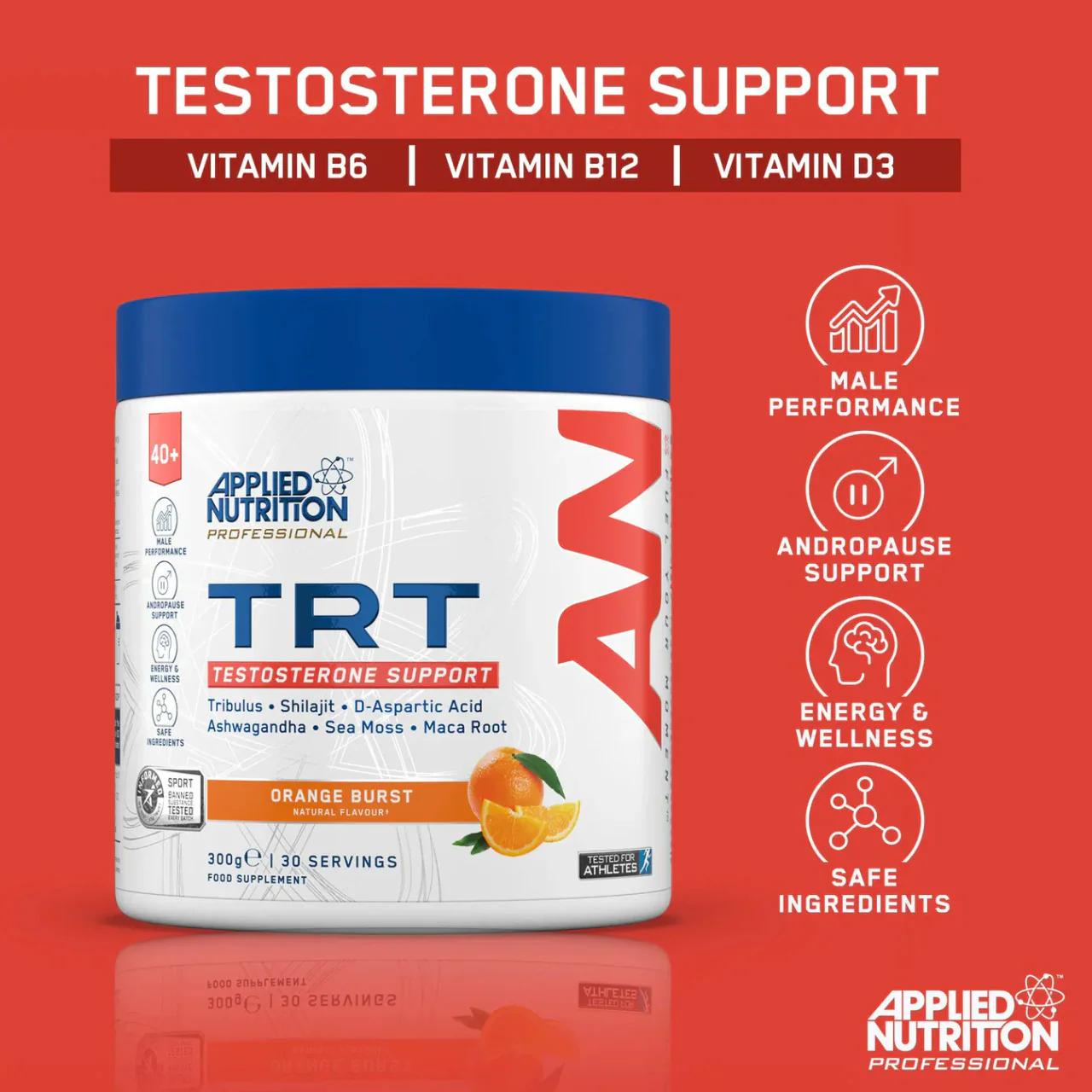 Applied Nutrition TRT Tesosterone Support Powder Lemon & Lime Flavour 300g - Image 3