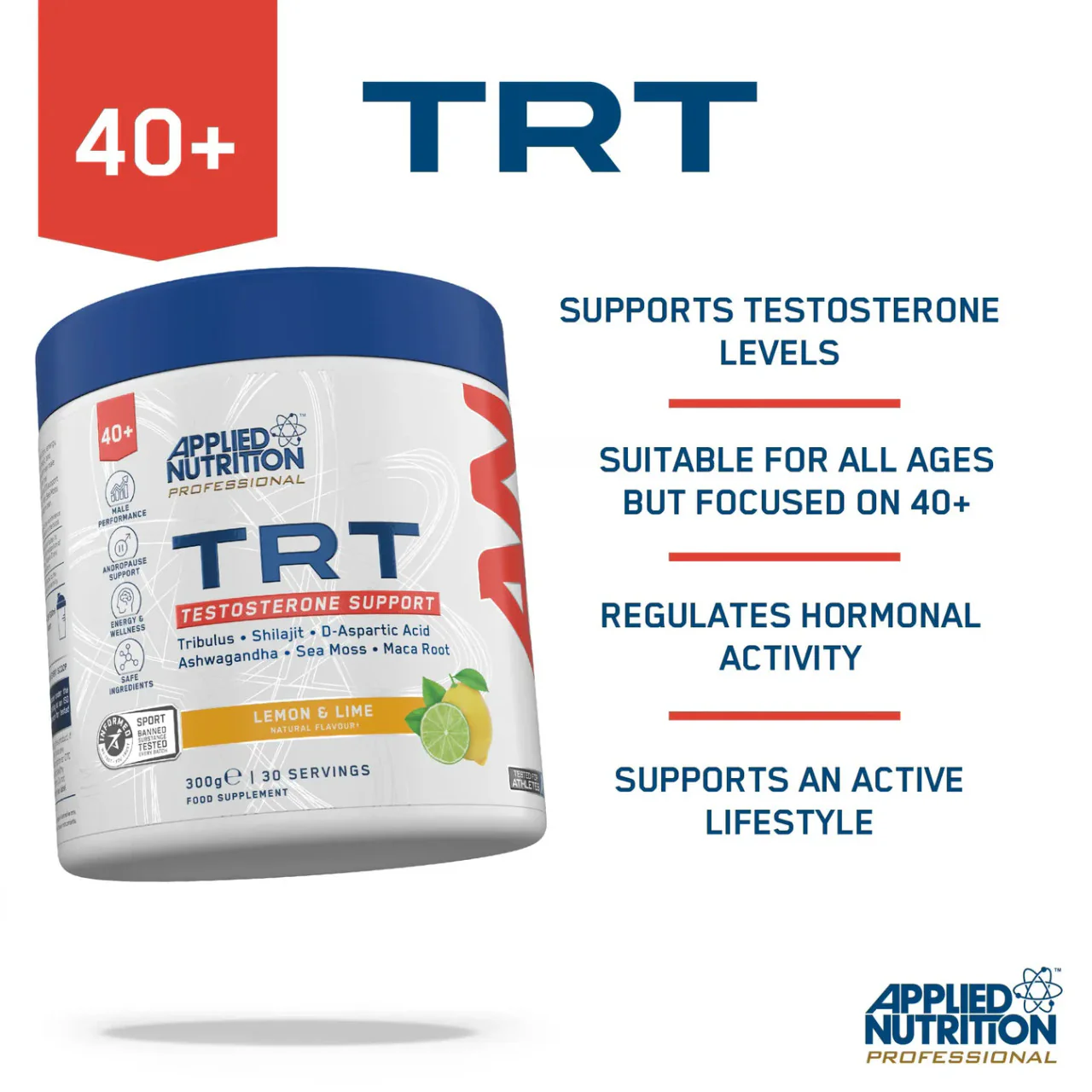 Applied Nutrition TRT Tesosterone Support Powder Orange Burst Flavour 300g - Image 2