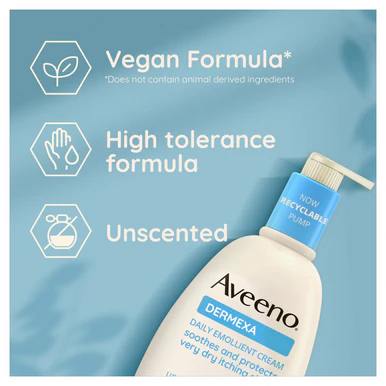 Aveeno Dermexa Daily Emollient Cream Body Lotion 500ml - Image 3