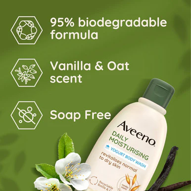 Aveeno Moisturising Yogurt Body Wash Vanilla & Oat Scent 300ml - Image 3