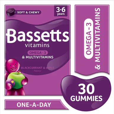 Bassetts Vitamins 3-6 Years Blackcurrant & Apple Omega 3 Multivitamins 30 Gummies - Image 3