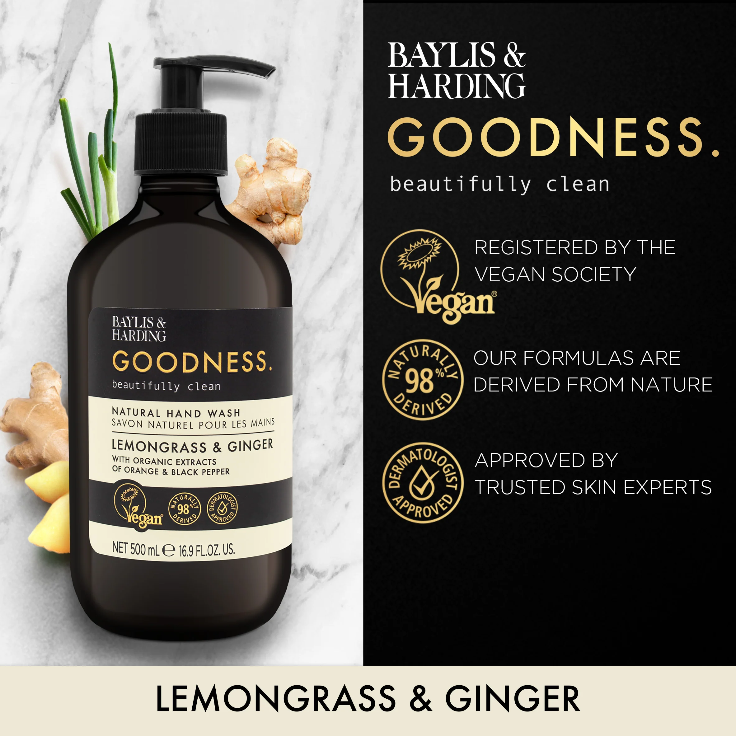 Baylis & Harding Goodness Lemongrass & Ginger Hand Wash 500ml - Image 2