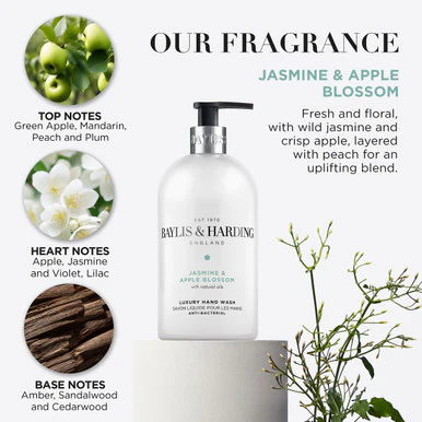 Baylis & Harding Jasmine & Apple Blossom Anti Bacterial Hand Wash 500ml - Image 3