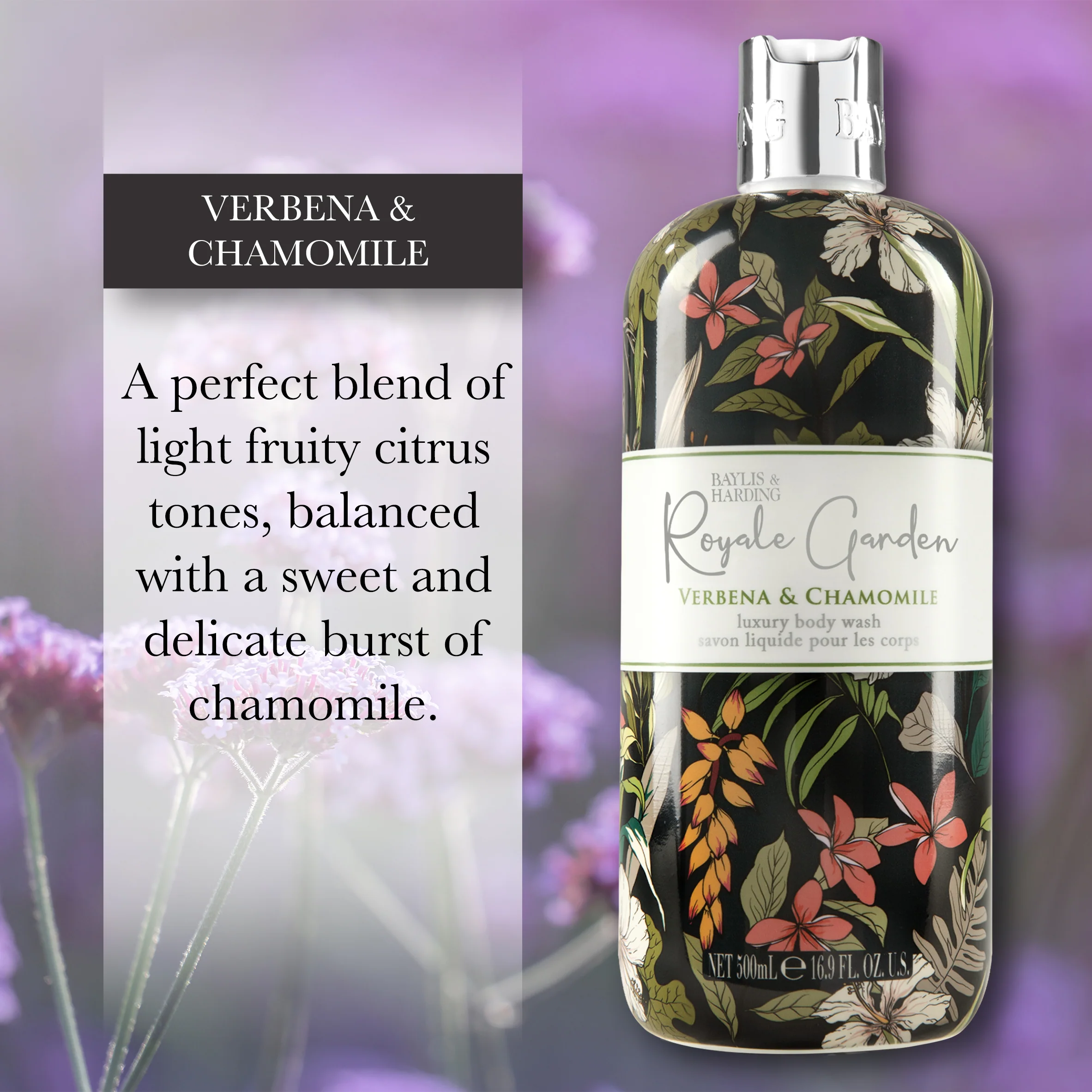 Baylis & Harding Royale Garden Verbena & Chamomile Body Wash 500ml - Image 2