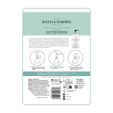 Baylis & Harding Signature Jasmine & Apple Blossom Anti-Bacterial Hand Wash 1 Litre Refill - Image 3