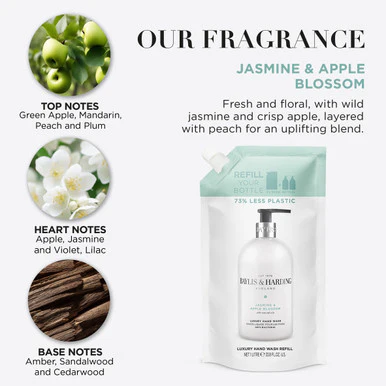 Baylis & Harding Signature Jasmine & Apple Blossom Anti-Bacterial Hand Wash 1 Litre Refill - Image 4