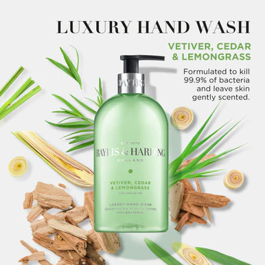Baylis & Harding Vetiver, Cedar & Lemongrass Anti-Bacterial Hand Wash 500ml - Image 4