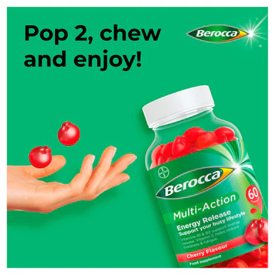 Berocca Multi-Action Cherry Flavour 60 Tablets - Image 4