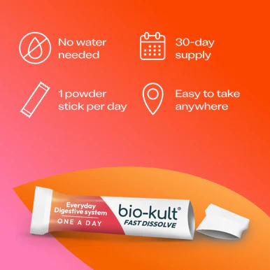 Bio-Kult Everyday Digestion Fast Dissolve Probiotic Powder Peach 30 Sticks - Image 2