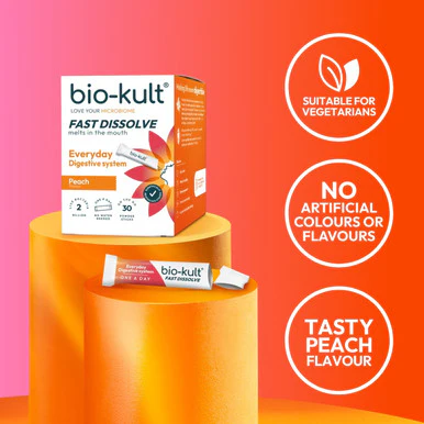 Bio-Kult Everyday Digestion Fast Dissolve Probiotic Powder Peach 30 Sticks - Image 3