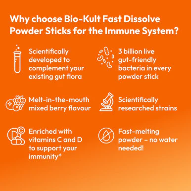 Bio-Kult Everyday Immunity Fast Dissolve Probiotic Powder Mixed Berry 30 Sticks - Image 2