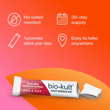 Bio-Kult Everyday Immunity Fast Dissolve Probiotic Powder Mixed Berry 30 Sticks - Image 4