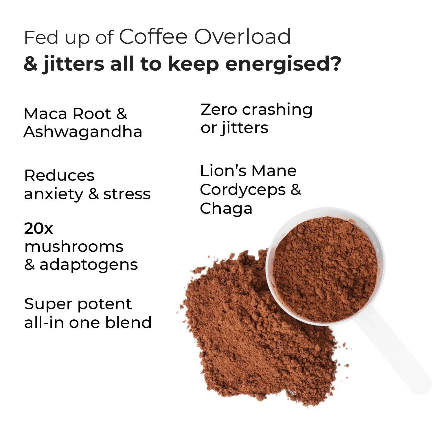 BioCuria Adaptogen Mushroom Coffee, Focus & Stress Support, 240gms - Image 6