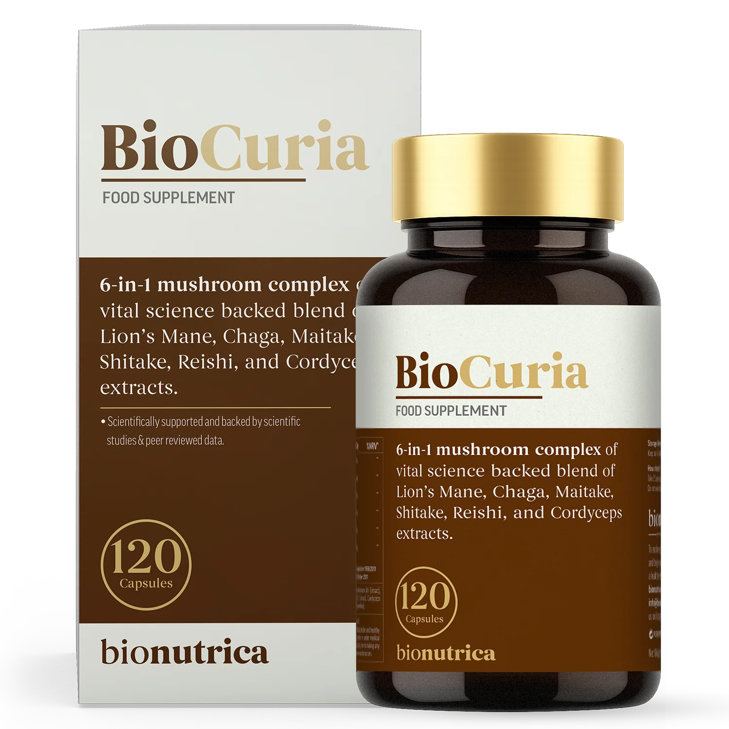 BioCuria Mushroom Complex, Brain & Immune Support 120 Capsules