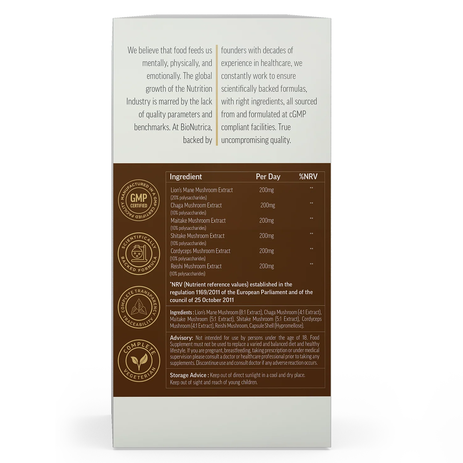 BioCuria Mushroom Complex, Brain & Immune Support 120 Capsules - Image 3