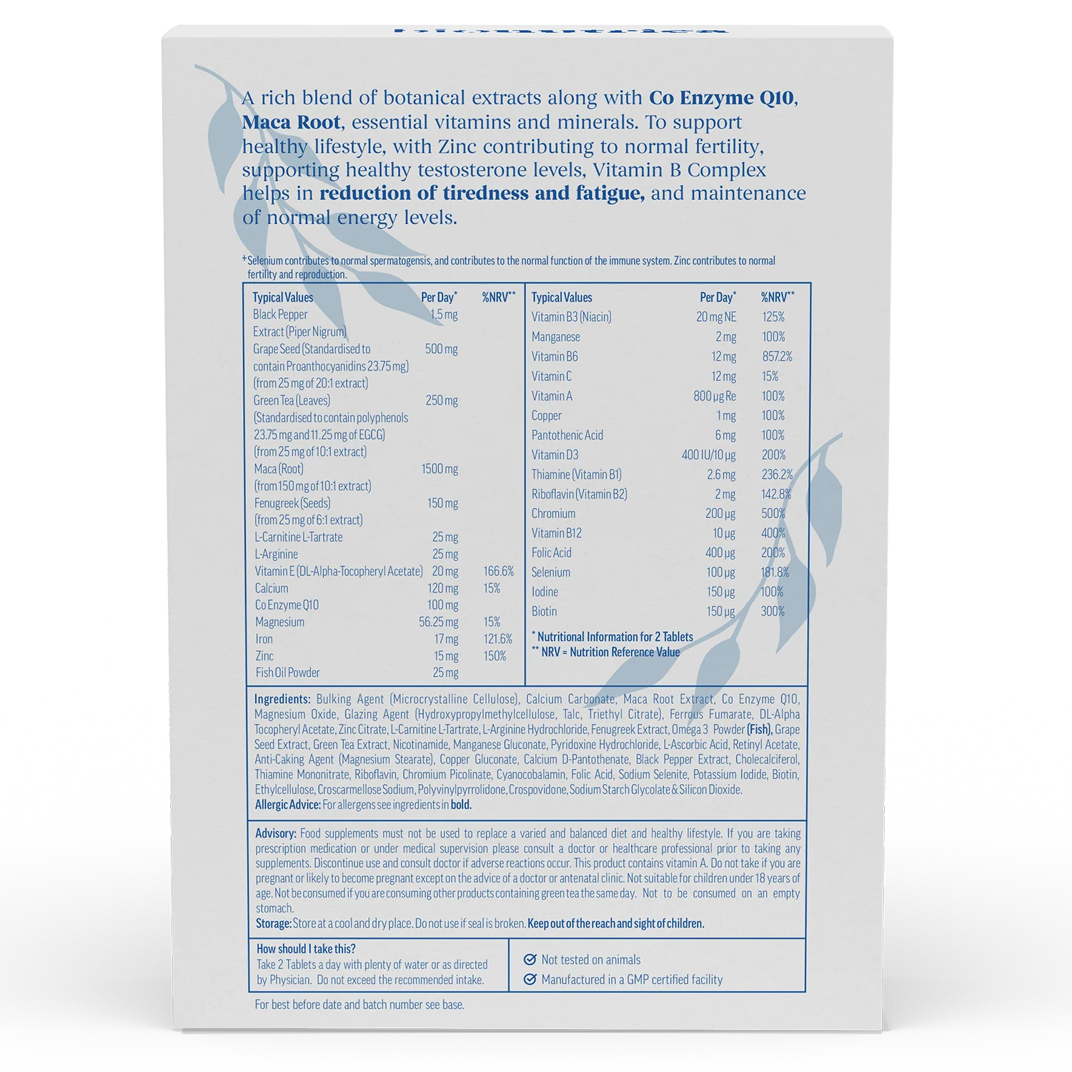 BioMan Advanced Male Fertility & Vitality Formula 60 Tablets - Image 2