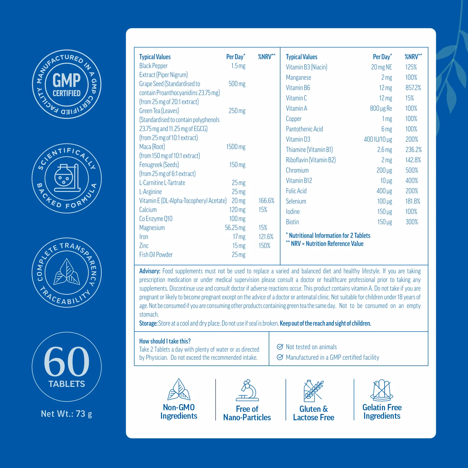 BioMan Advanced Male Fertility & Vitality Formula 60 Tablets - Image 3