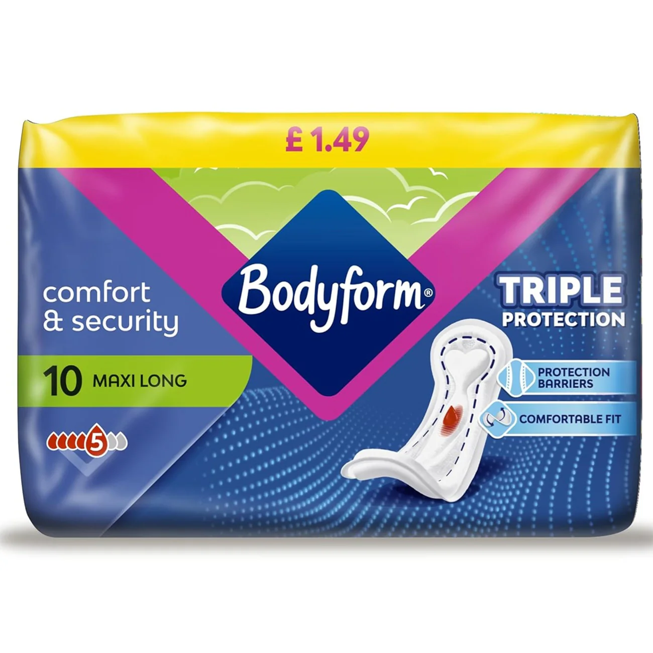 Bodyform Maxi Long Sanitary Towels 10s