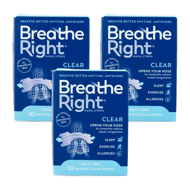 Breathe Right Nasal Strips Clear S/M 10s x 3
