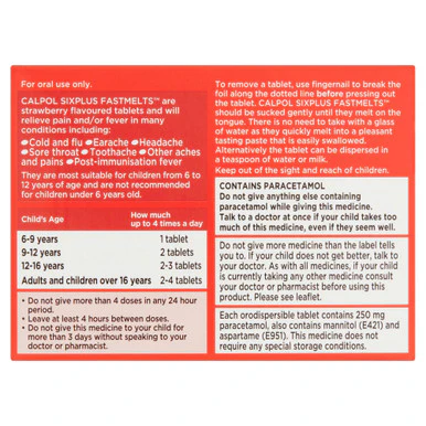 Calpol Six Plus Fastmelts 12 Pack - Image 3