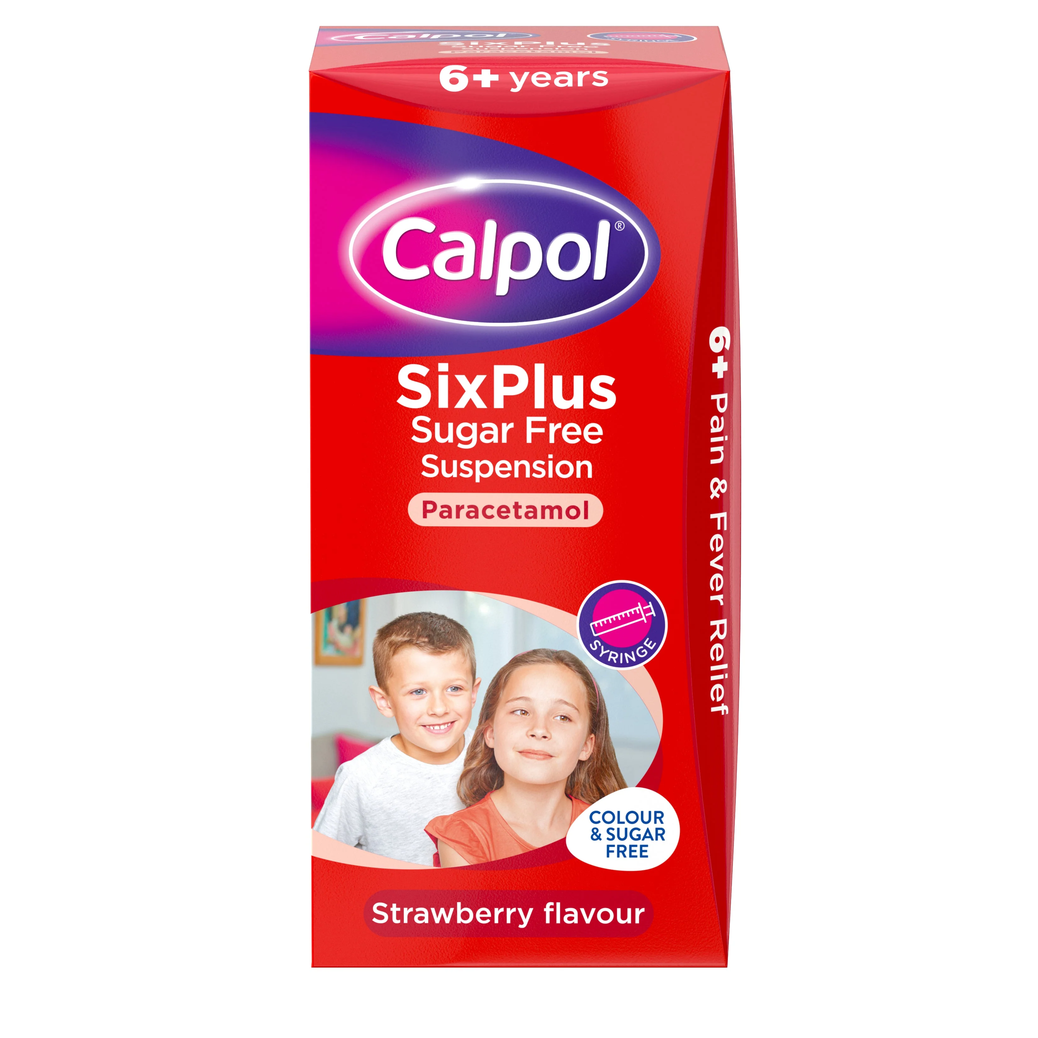 Calpol sixplus sugar free suspension strawberry flavour 100ml