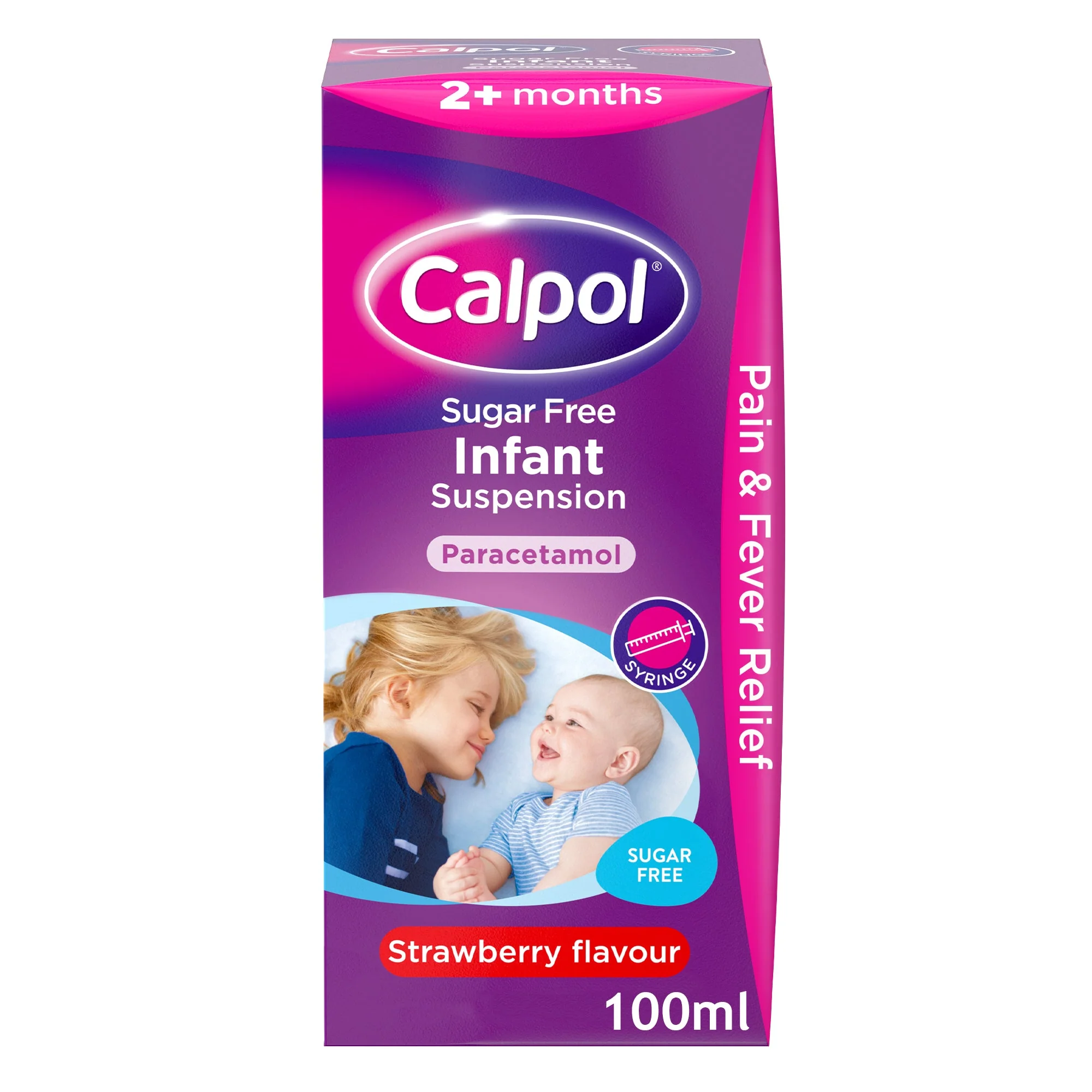 Calpol sugar free infant suspension strawberry flavour 2+ months