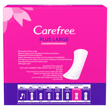 Carefree Plus Large Unscented Pantyliners 64 Pack - Image 2