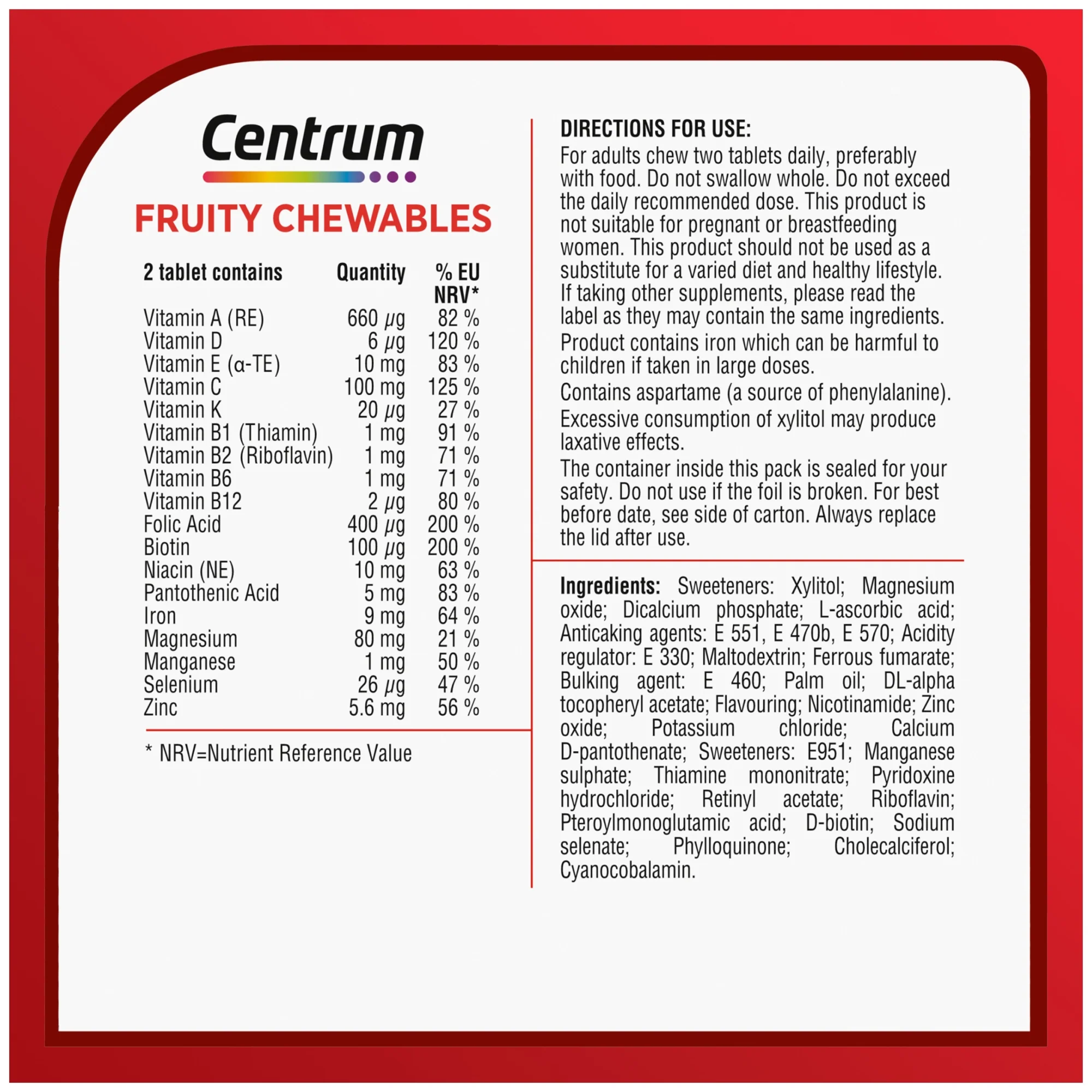 Centrum Multivitamin Fruity Chewables 30 Pack - Image 2