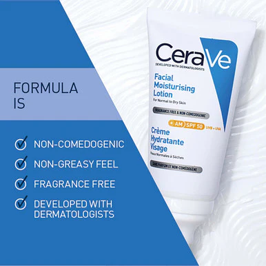 CeraVe AM Facial Moisturising Lotion SPF50 52ml - Image 3
