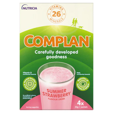 Complan Strawberry Nutritional Drink 4 x 55g Sachets