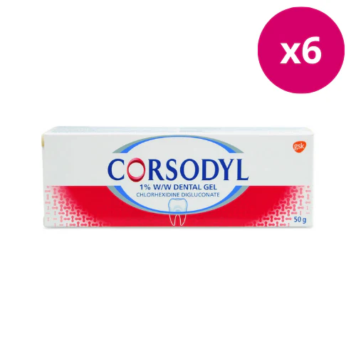 Corsodyl 1% W/W Gum Problem Dental Gel 50g x 6