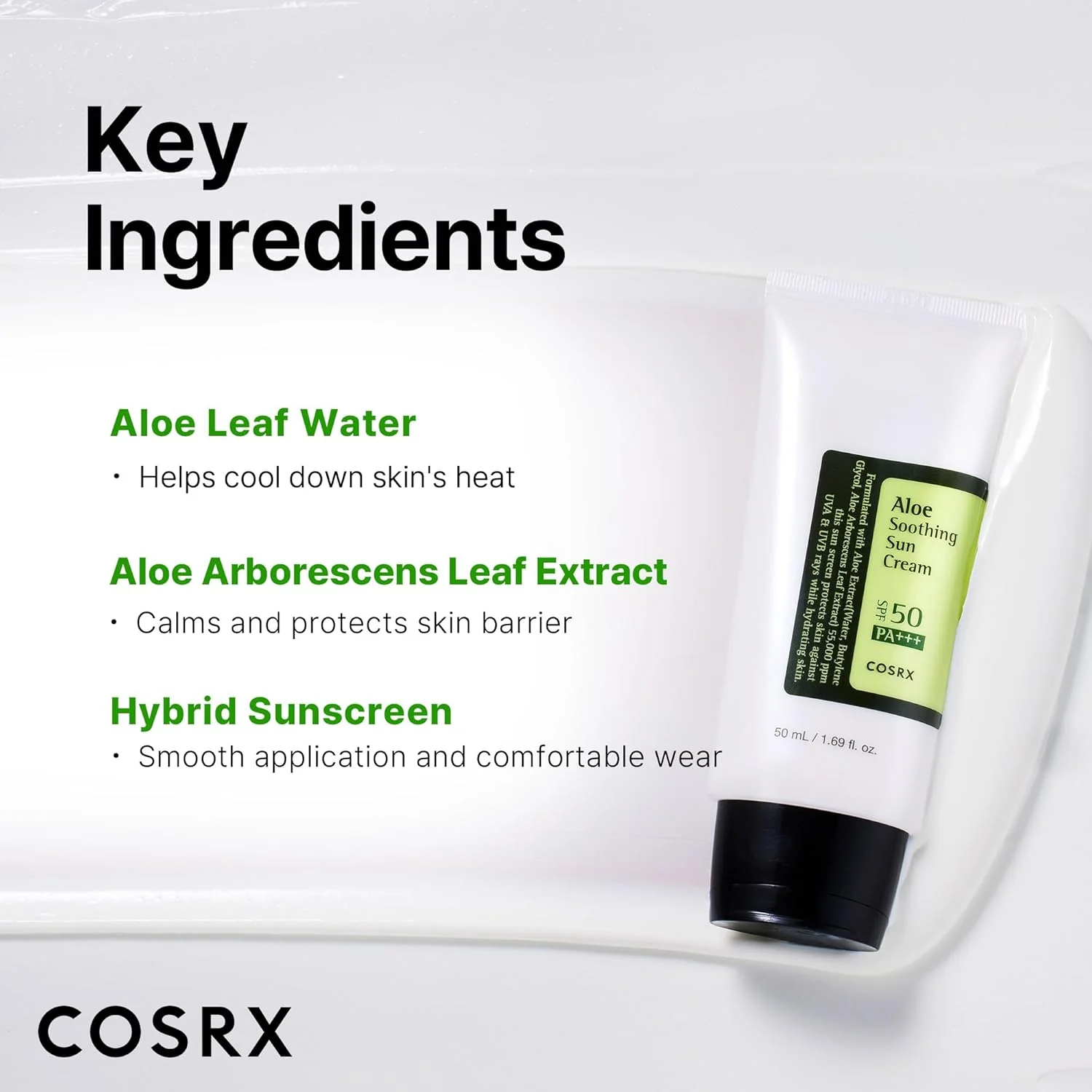 COSRX Aloe Soothing Sun Cream SPF50+ 50ml - Image 4