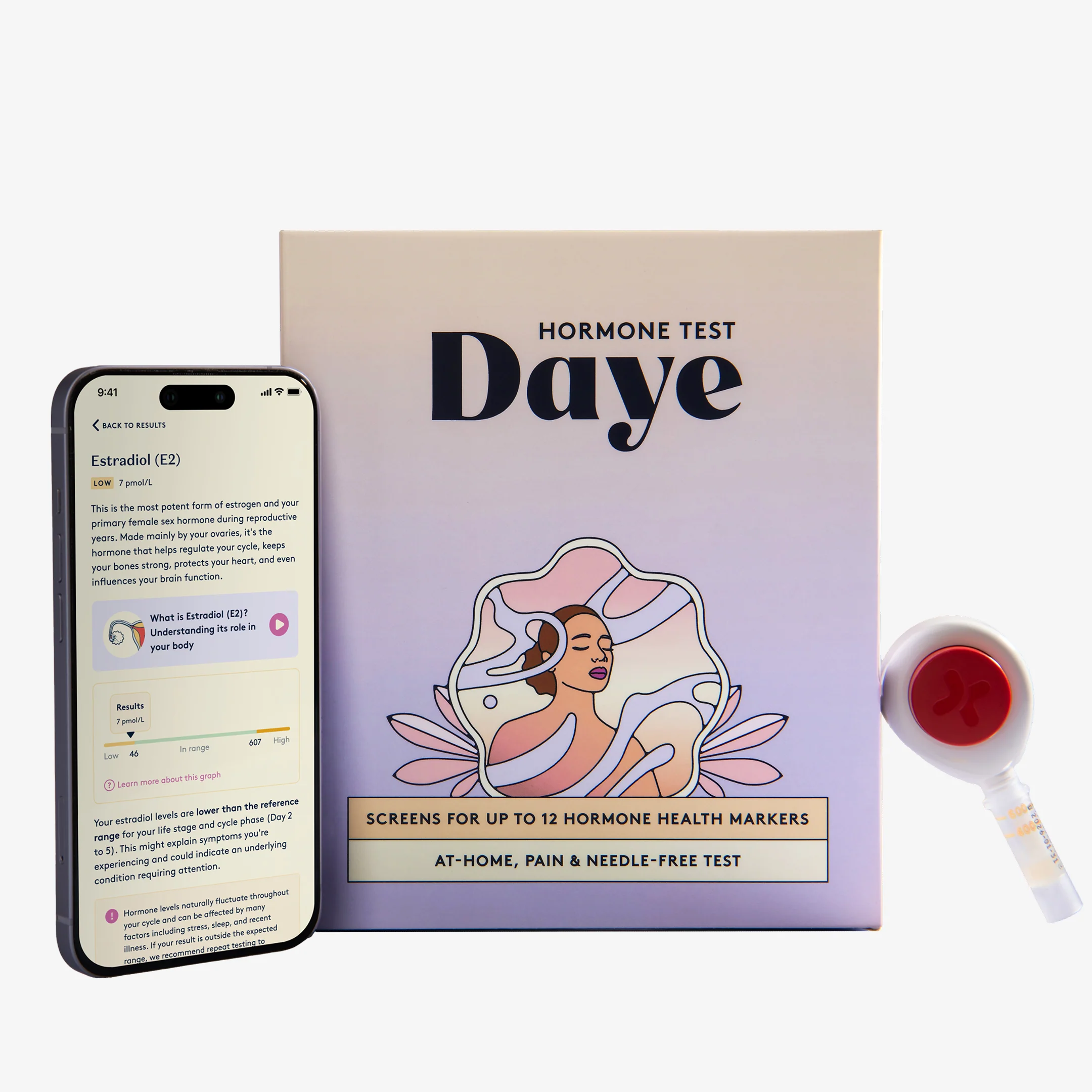 Daye At-Home Hormone Test Kit Simple On-Arm Blood Sample Collection for Lab Analysis of Key Hormones (FSH, LH, TSH & More)
