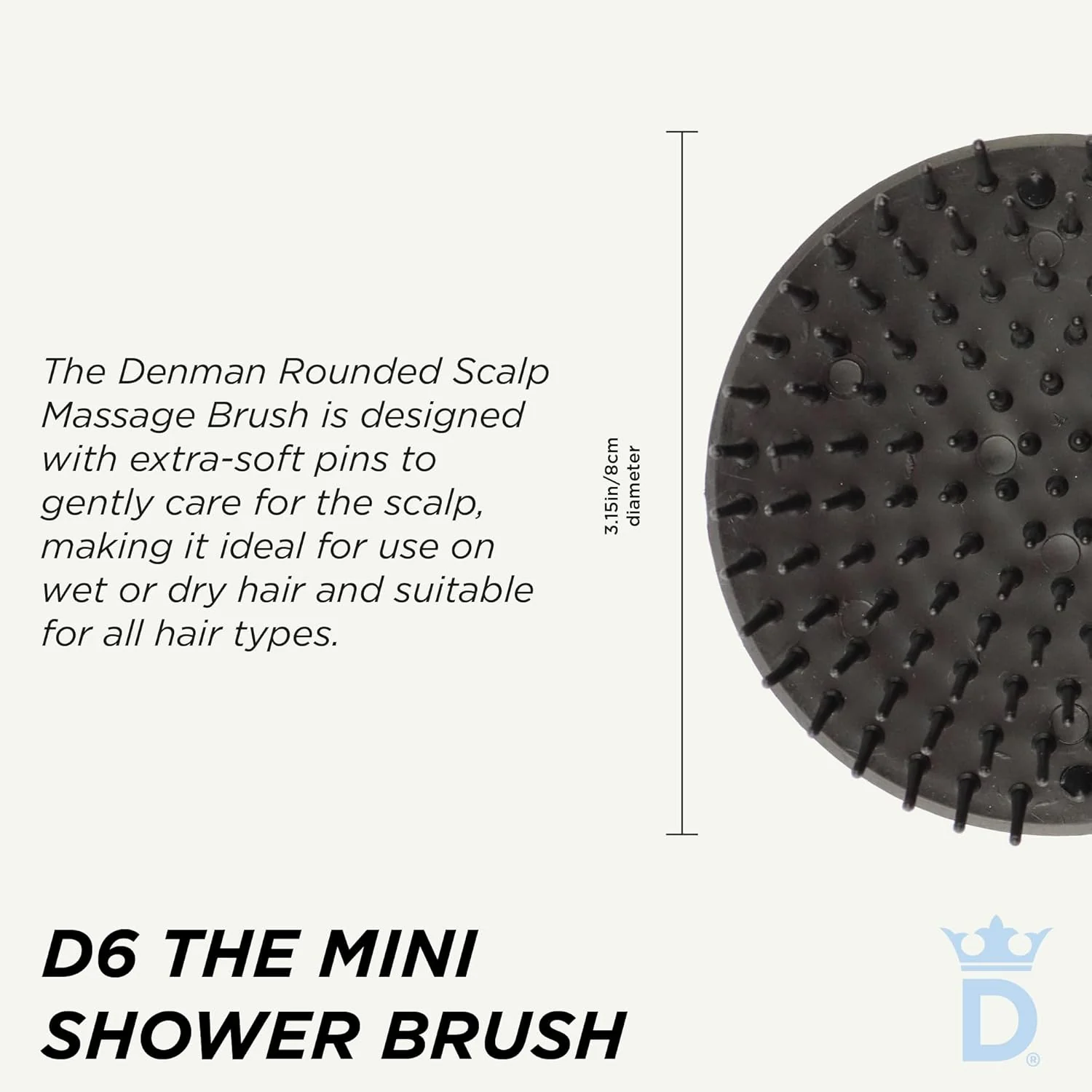Denman D6 The Shower Brush Black - Image 2