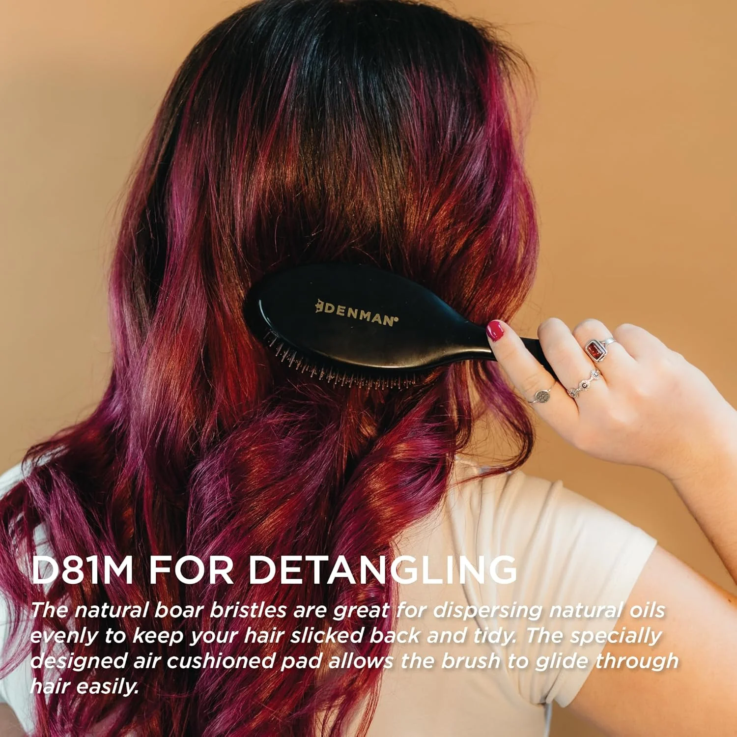 Denman D81M Medium Style & Shine Brush Black - Image 3